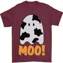 Moo Funny Cow Ghost Halloween Spooky Mens T-Shirt Cotton Gildan Maroon
