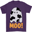 Moo Funny Cow Ghost Halloween Spooky Mens T-Shirt Cotton Gildan Purple