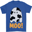 Moo Funny Cow Ghost Halloween Spooky Mens T-Shirt Cotton Gildan Royal Blue