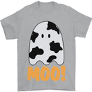 Moo Funny Cow Ghost Halloween Spooky Mens T-Shirt Cotton Gildan Sports Grey