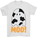Moo Funny Cow Ghost Halloween Spooky Mens T-Shirt Cotton Gildan White