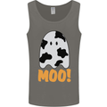 Moo Funny Cow Ghost Halloween Spooky Mens Vest Tank Top Charcoal