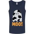 Moo Funny Cow Ghost Halloween Spooky Mens Vest Tank Top Navy Blue