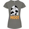 Moo Funny Cow Ghost Halloween Spooky Womens Petite Cut T-Shirt Charcoal
