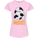 Moo Funny Cow Ghost Halloween Spooky Womens Petite Cut T-Shirt Light Pink