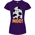 Moo Funny Cow Ghost Halloween Spooky Womens Petite Cut T-Shirt Purple