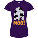 Moo Funny Cow Ghost Halloween Spooky Womens Petite Cut T-Shirt Purple