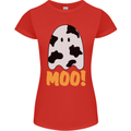 Moo Funny Cow Ghost Halloween Spooky Womens Petite Cut T-Shirt Red