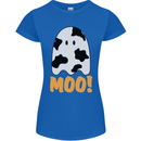 Moo Funny Cow Ghost Halloween Spooky Womens Petite Cut T-Shirt Royal Blue