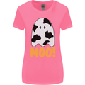 Moo Funny Cow Ghost Halloween Spooky Womens Wider Cut T-Shirt Azalea