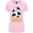 Moo Funny Cow Ghost Halloween Spooky Womens Wider Cut T-Shirt Light Pink