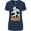 Moo Funny Cow Ghost Halloween Spooky Womens Wider Cut T-Shirt Navy Blue
