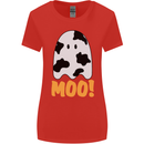 Moo Funny Cow Ghost Halloween Spooky Womens Wider Cut T-Shirt Red
