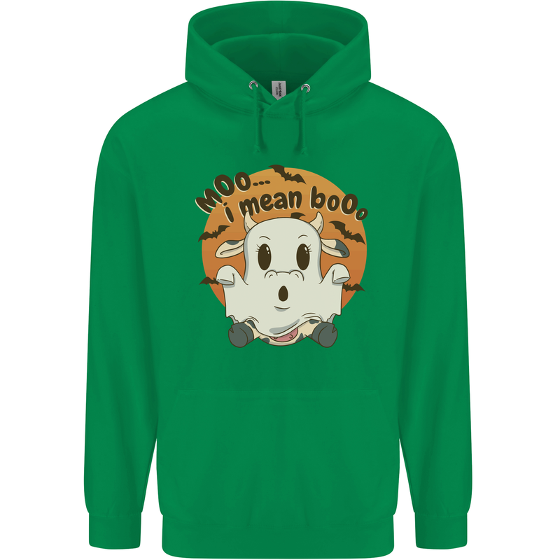 Moo I Mean Boo Funny Cow Halloween Childrens Kids Hoodie Irish Green