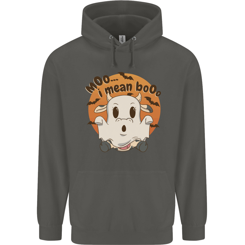 Moo I Mean Boo Funny Cow Halloween Childrens Kids Hoodie Storm Grey