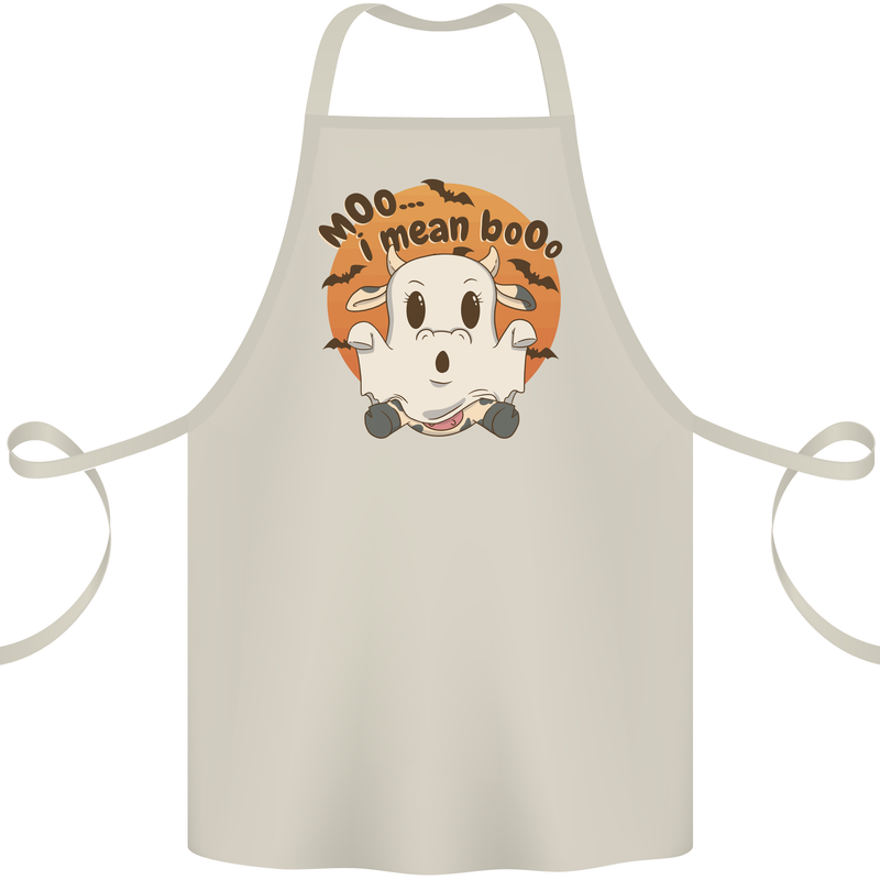 Moo I Mean Boo Funny Cow Halloween Cotton Apron 100% Organic Natural