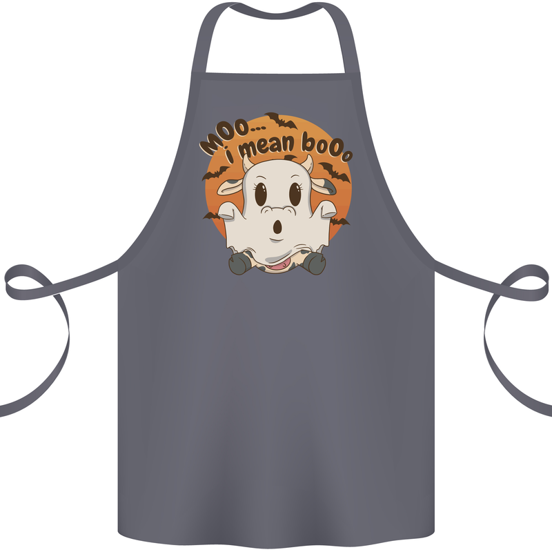 Moo I Mean Boo Funny Cow Halloween Cotton Apron 100% Organic Steel
