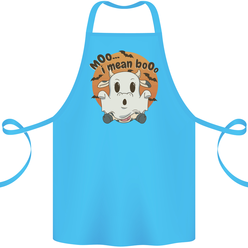 Moo I Mean Boo Funny Cow Halloween Cotton Apron 100% Organic Turquoise