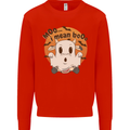 Moo I Mean Boo Funny Cow Halloween Kids Sweatshirt Jumper Bright Red