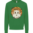 Moo I Mean Boo Funny Cow Halloween Kids Sweatshirt Jumper Irish Green