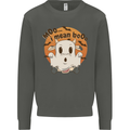 Moo I Mean Boo Funny Cow Halloween Kids Sweatshirt Jumper Storm Grey