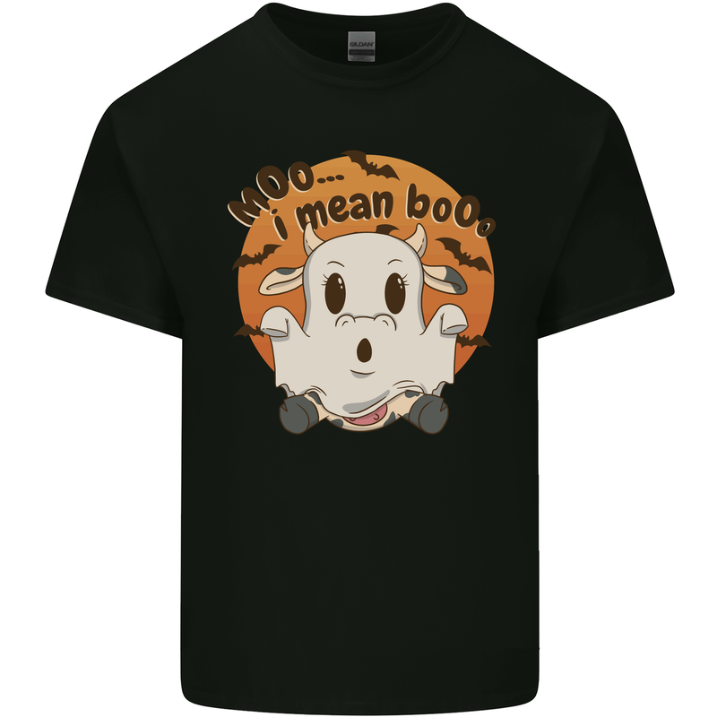 Moo I Mean Boo Funny Cow Halloween Kids T-Shirt Childrens Black
