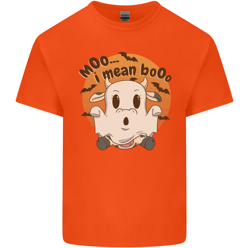Moo I Mean Boo Funny Cow Halloween Kids T-Shirt Childrens Orange