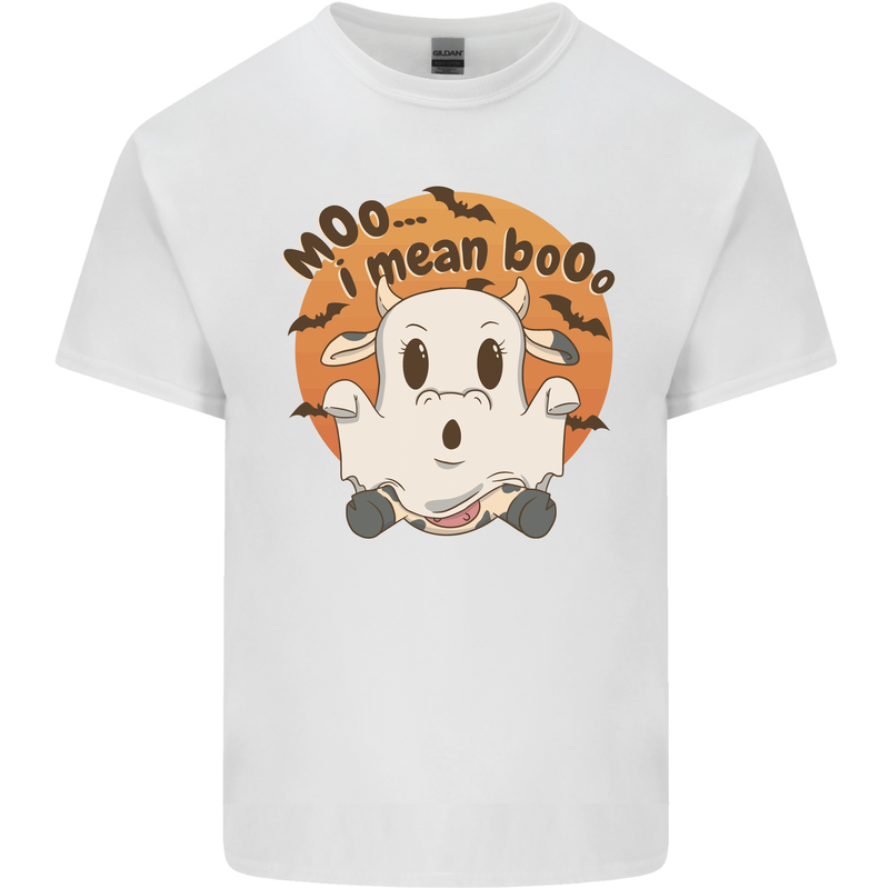 Moo I Mean Boo Funny Cow Halloween Kids T-Shirt Childrens White