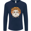 Moo I Mean Boo Funny Cow Halloween Mens Long Sleeve T-Shirt Navy Blue