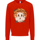 Moo I Mean Boo Funny Cow Halloween Mens Sweatshirt Jumper Bright Red