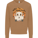Moo I Mean Boo Funny Cow Halloween Mens Sweatshirt Jumper Caramel Latte