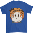 Moo I Mean Boo Funny Cow Halloween Mens T-Shirt 100% Cotton Royal Blue