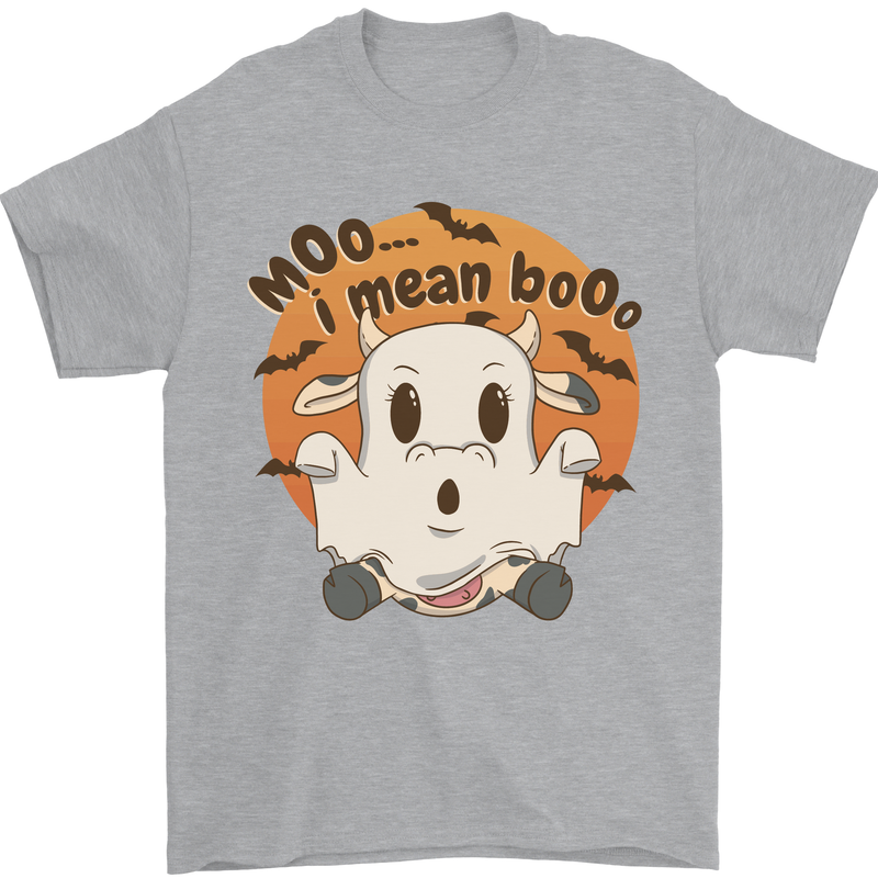 Moo I Mean Boo Funny Cow Halloween Mens T-Shirt 100% Cotton Sports Grey