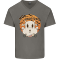 Moo I Mean Boo Funny Cow Halloween Mens V-Neck Cotton T-Shirt Charcoal