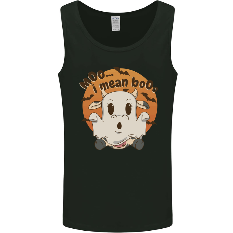 Moo I Mean Boo Funny Cow Halloween Mens Vest Tank Top Black