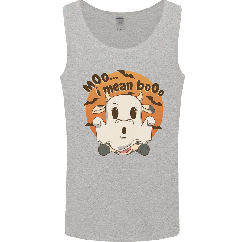 Moo I Mean Boo Funny Cow Halloween Mens Vest Tank Top Sports Grey