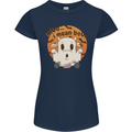 Moo I Mean Boo Funny Cow Halloween Womens Petite Cut T-Shirt Navy Blue