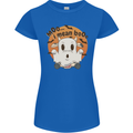 Moo I Mean Boo Funny Cow Halloween Womens Petite Cut T-Shirt Royal Blue