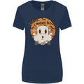 Moo I Mean Boo Funny Cow Halloween Womens Wider Cut T-Shirt Navy Blue