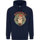 Moodolf Funny Rudolf Christmas Cow Childrens Kids Hoodie Navy Blue