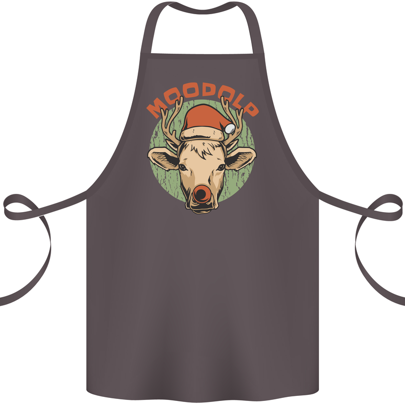Moodolf Funny Rudolf Christmas Cow Cotton Apron 100% Organic Dark Grey