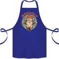Moodolf Funny Rudolf Christmas Cow Cotton Apron 100% Organic Royal Blue
