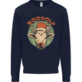 Moodolf Funny Rudolf Christmas Cow Kids Sweatshirt Jumper Navy Blue