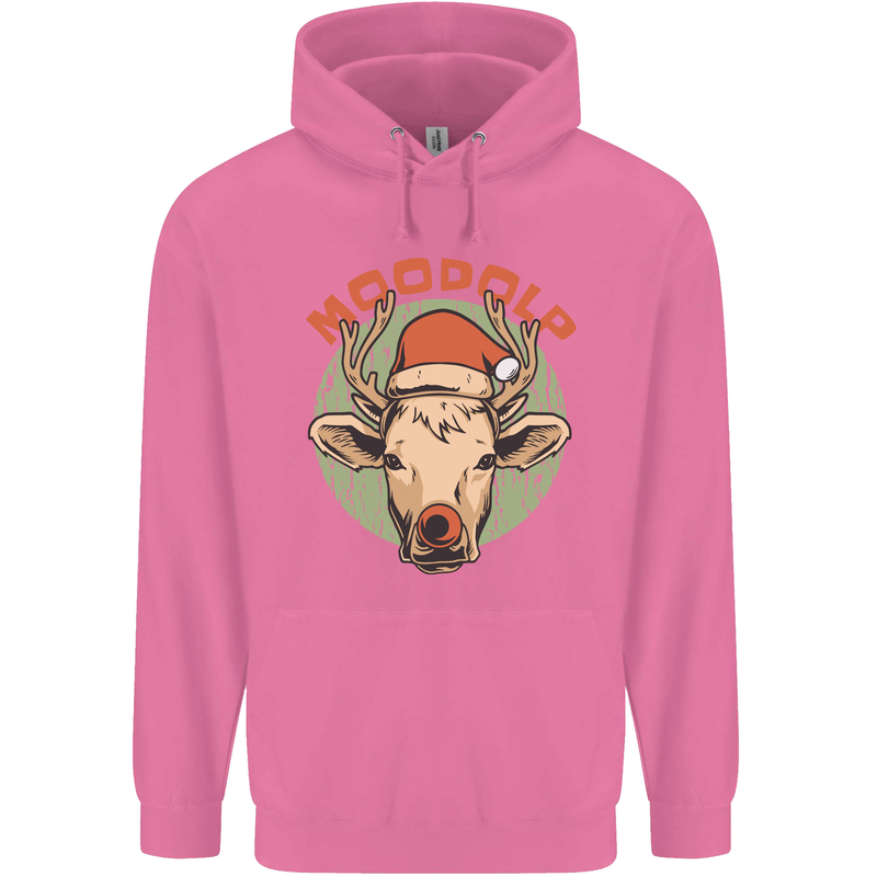 Moodolf Funny Rudolf Christmas Cow Mens 80% Cotton Hoodie Azelea