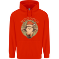 Moodolf Funny Rudolf Christmas Cow Mens 80% Cotton Hoodie Bright Red