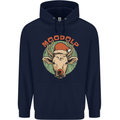 Moodolf Funny Rudolf Christmas Cow Mens 80% Cotton Hoodie Navy Blue