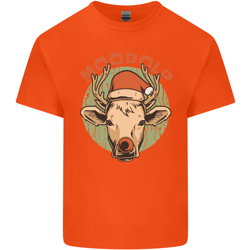 Moodolf Funny Rudolf Christmas Cow Mens Cotton T-Shirt Tee Top Orange