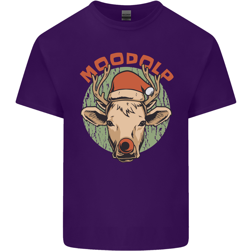 Moodolf Funny Rudolf Christmas Cow Mens Cotton T-Shirt Tee Top Purple