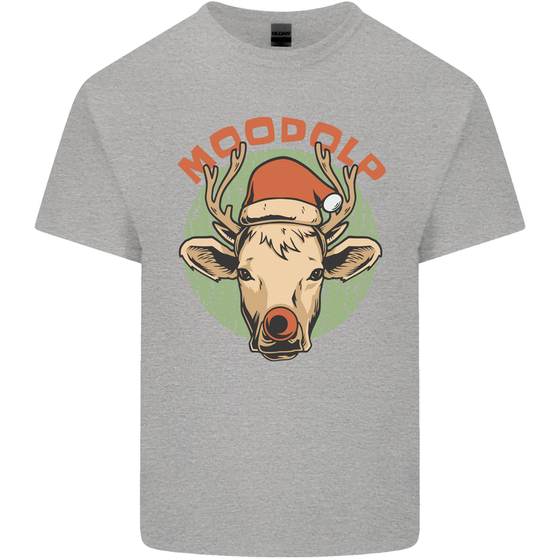 Moodolf Funny Rudolf Christmas Cow Mens Cotton T-Shirt Tee Top Sports Grey