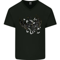 Moodolf Funny Rudolf Christmas Cow Mens V-Neck Cotton T-Shirt Black